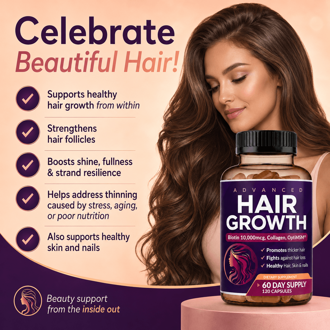 Advanced Hair Growth for Women, Hair Growth Complex, Hair Growth Vitamins