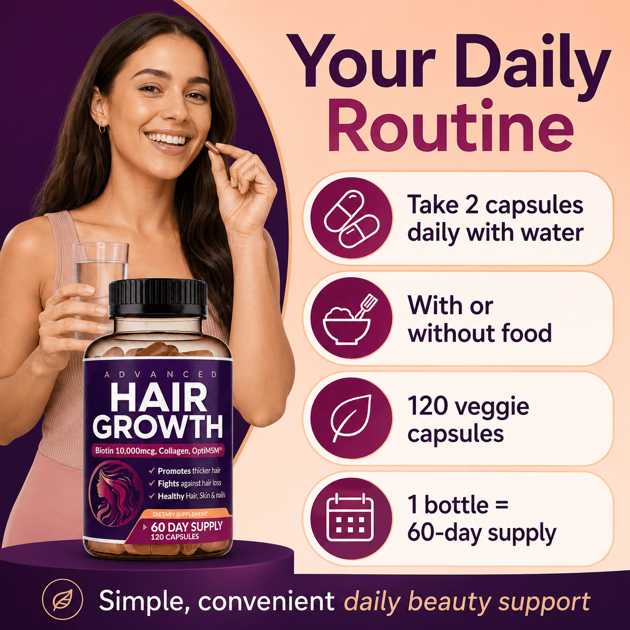Advanced Hair Growth for Women, Hair Growth Complex, Hair Growth Vitamins