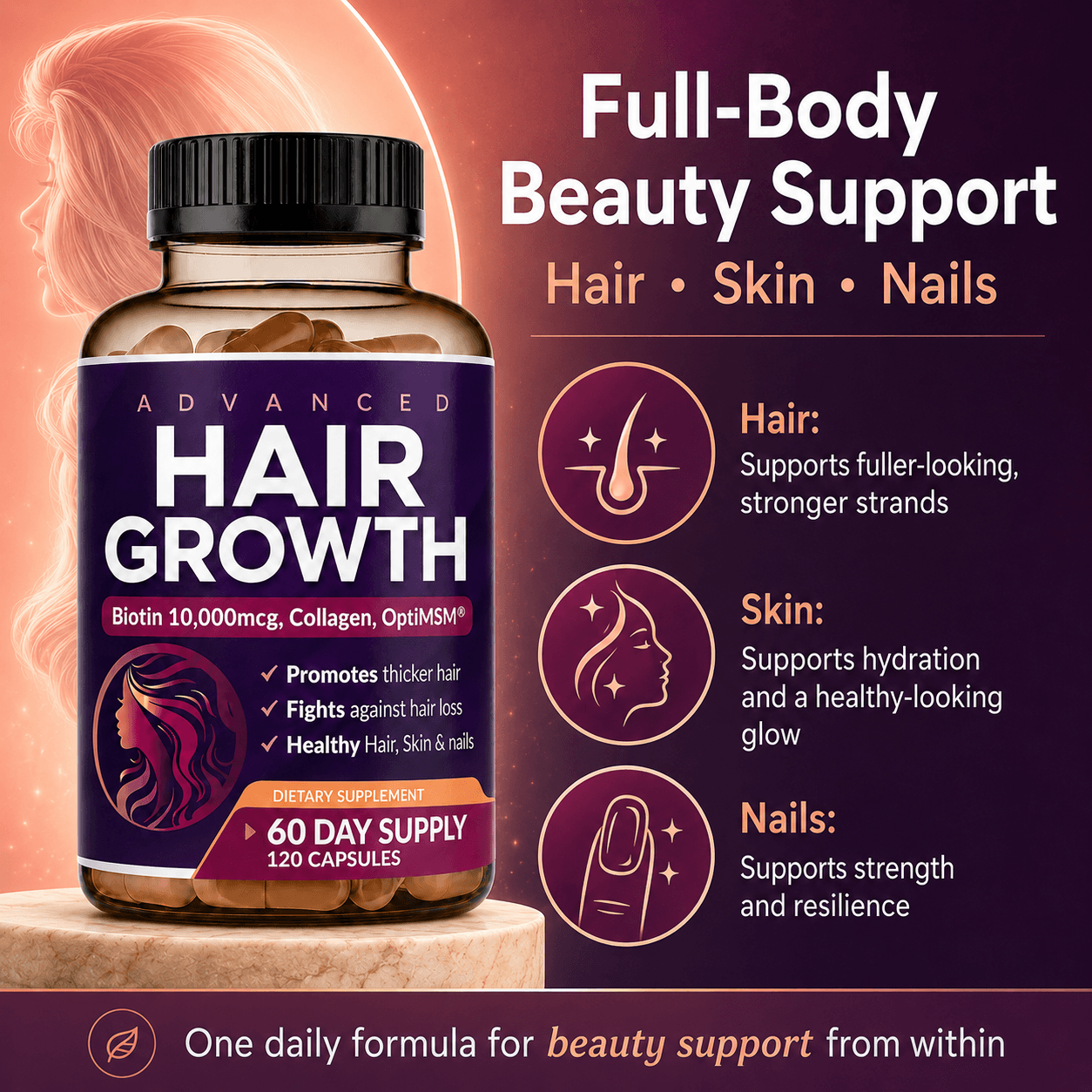 Advanced Hair Growth for Women, Hair Growth Complex, Hair Growth Vitamins