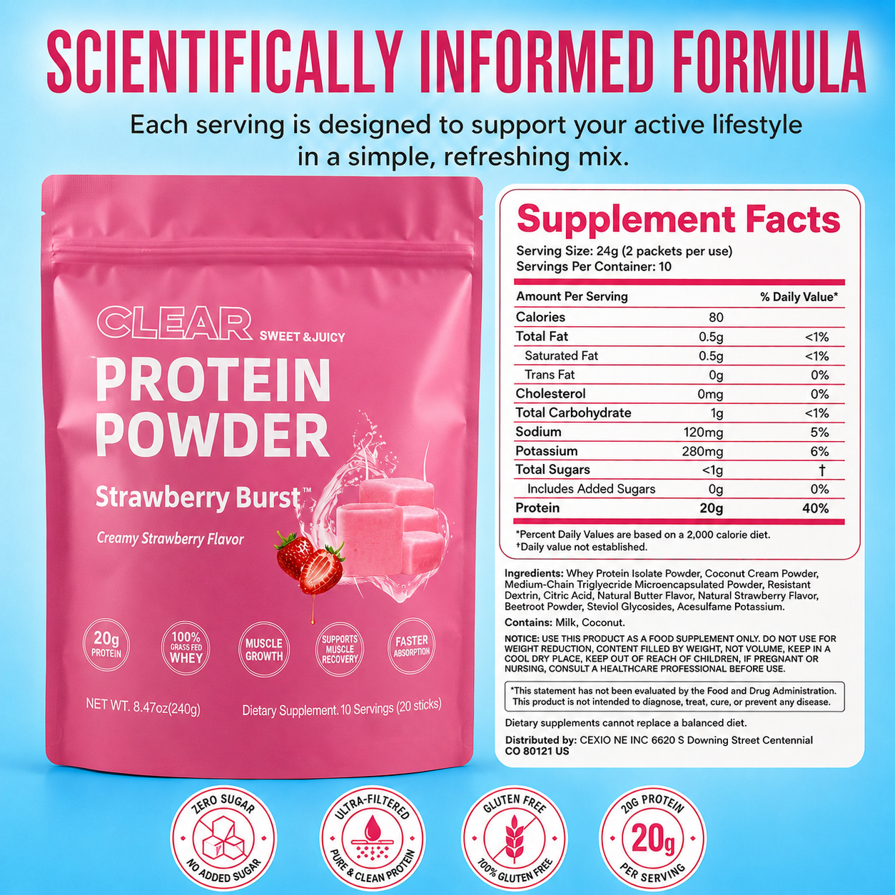 Clear Protein Powder, Grass-Fed Whey